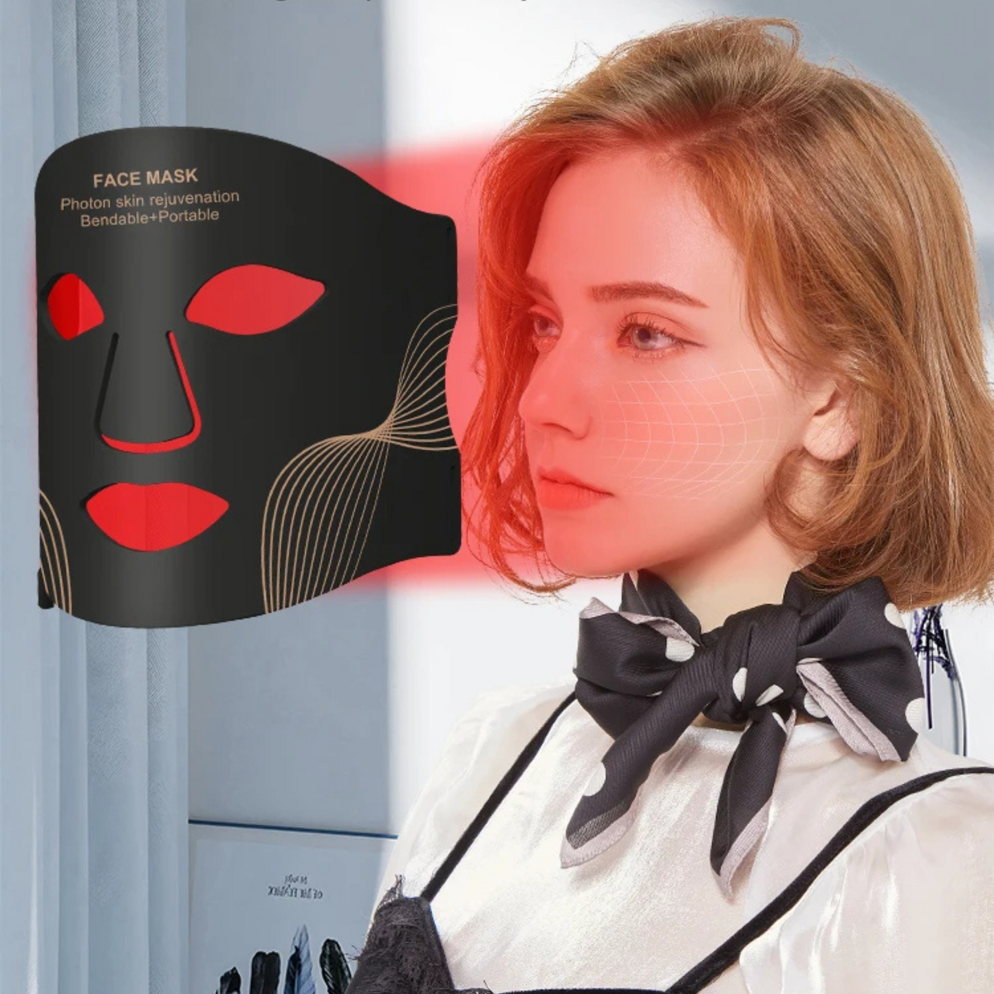 Masque Luminothérapie Visage LED – Soin Réparateur et Anti-Âge